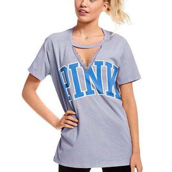 VICTORIA'S Secret PINK V neck Choker style t-shirt - Picture 7 of 7